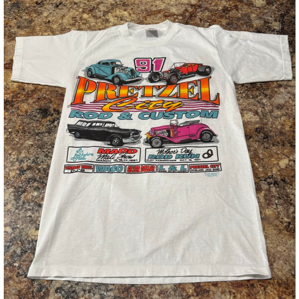 Vintage 1991 Pretzel City Rod & Custom Car Show Tee